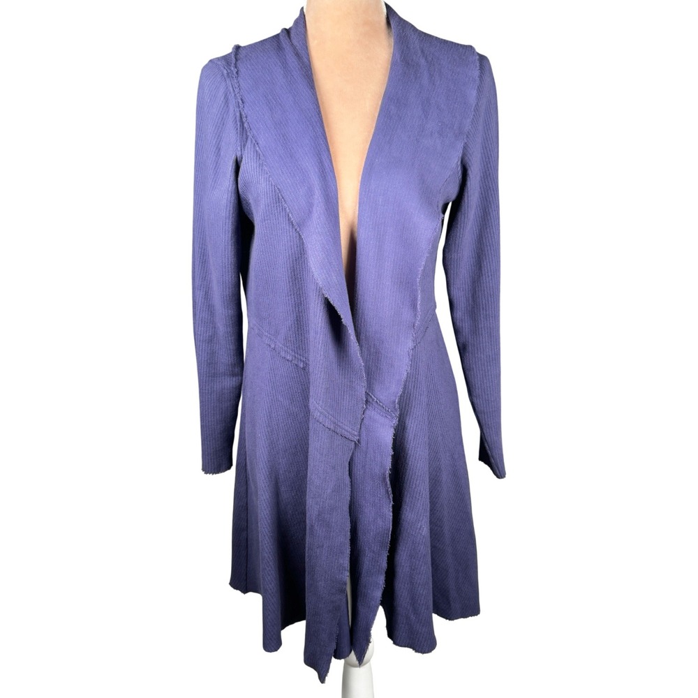 Cut Loose Purple Ribbed Cardigan Duster Waterfall Open Front Sz M Made‎ USA